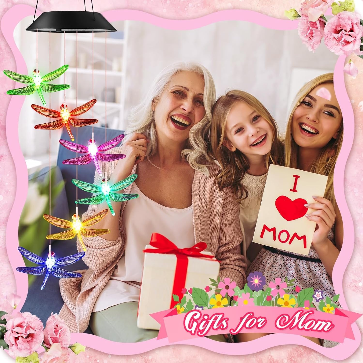 Solar Libelle Windspiele für Draußen Geburtstagsgeschenk für Frauen Mama Oma