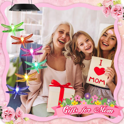 Solar Libelle Windspiele für Draußen Geburtstagsgeschenk für Frauen Mama Oma