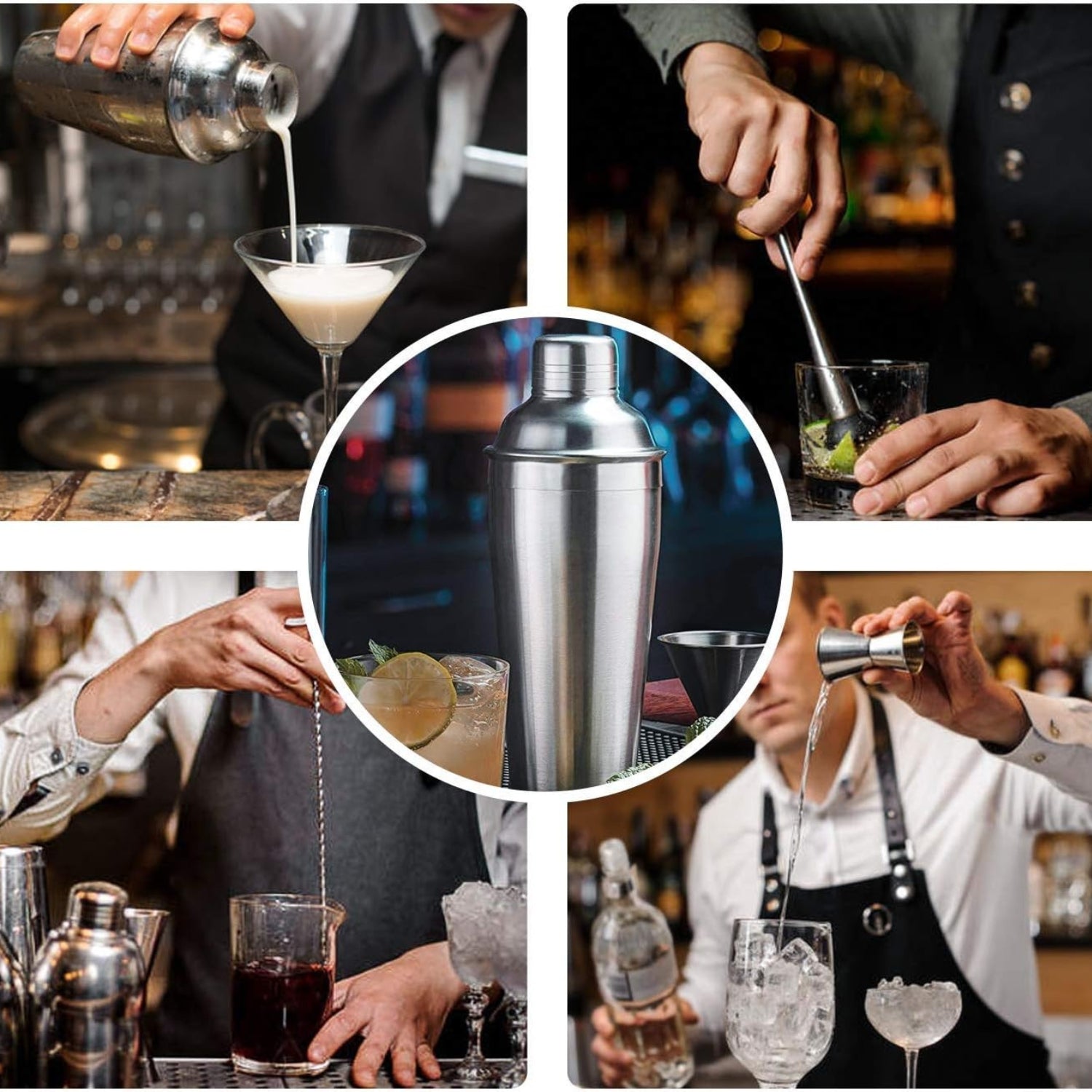 Cocktail Shaker Set 5-teilig 750ML Edelstahl Bar Tool Kit mit Rezeptheft