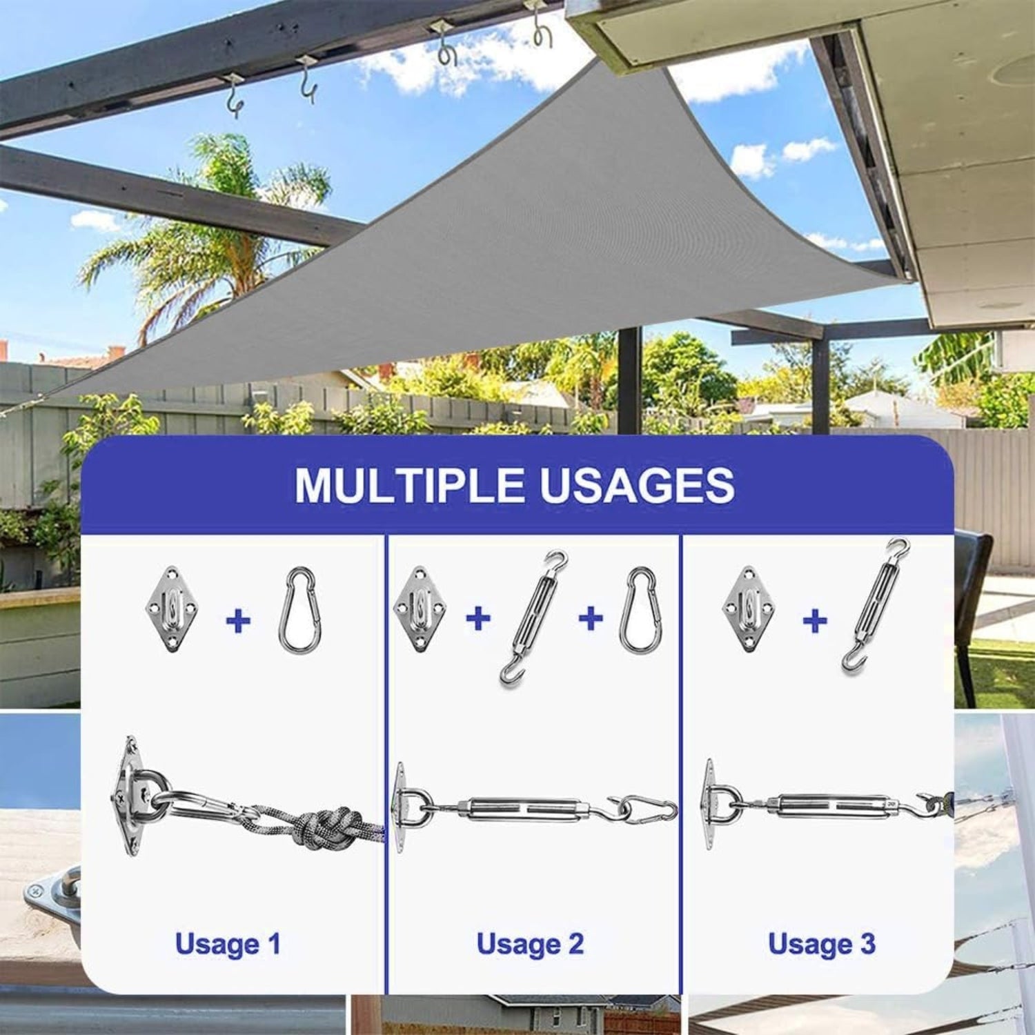 Sonnensegel Dreieckig 3x3m Sonnenschutz Balkon Wasserdicht UV Schutz Grau