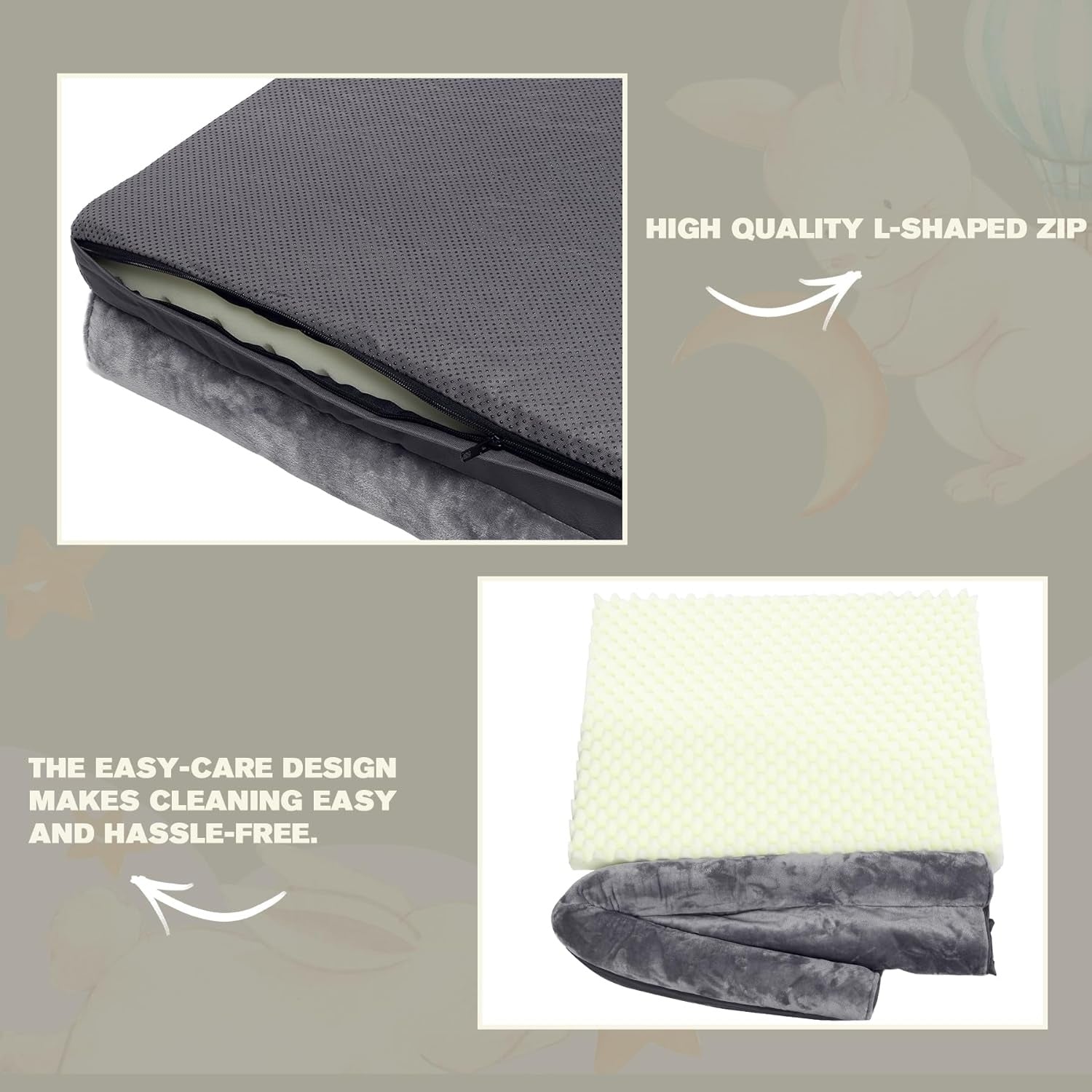 Hundebett Grosse Hunde Orthopädisches Hundekissen waschbar grau