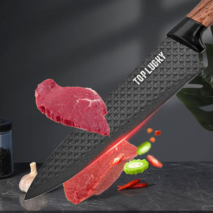 Schwarz Premium Messerblock mit Messer Holzgriff 6-teiliges Antihaft Edelstahl