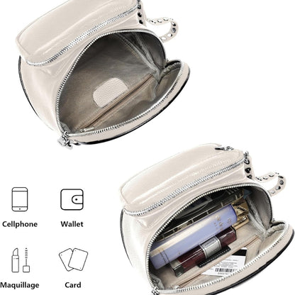 Crossbody Bag Damen Weiß Echtes Leder Satteltasche Kleine Handtasche