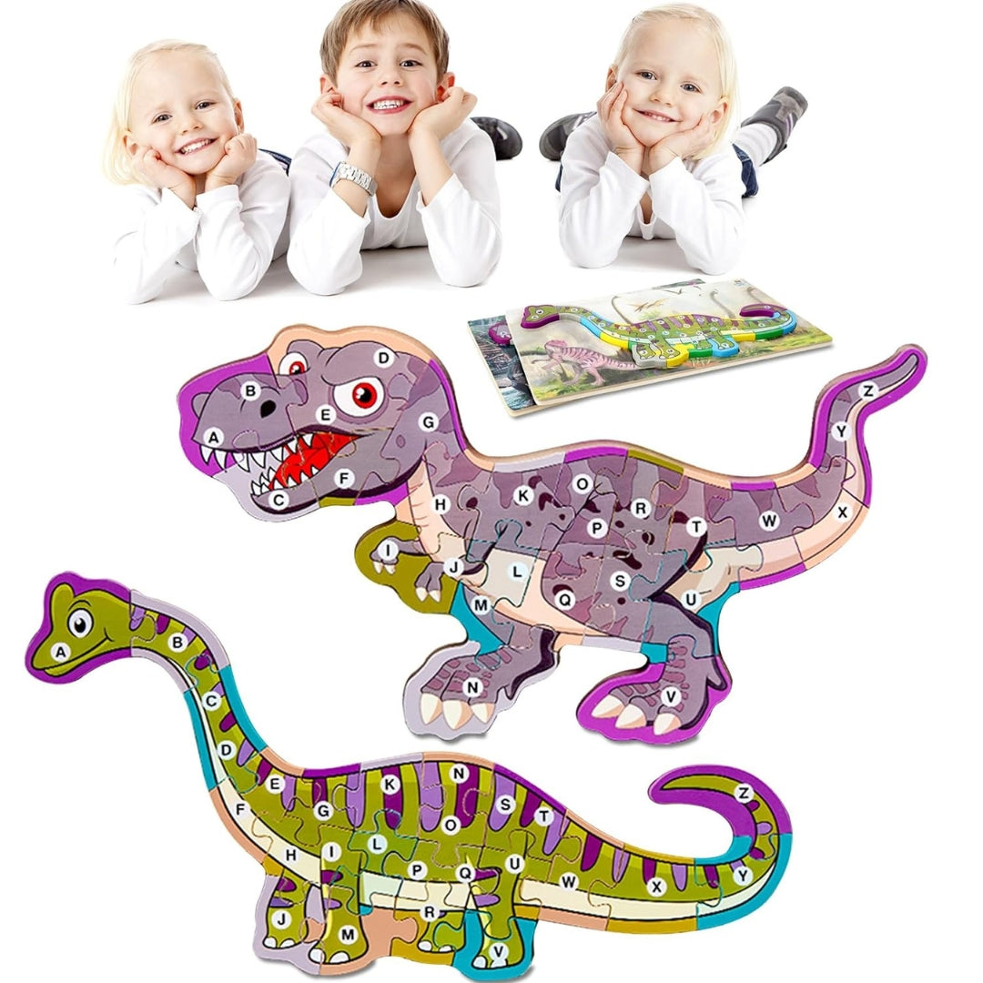 Holzpuzzle Dinosaurier 26 Teile Steckspiel 2-4 Jahre Bildungsspiel Tyrannosaurus