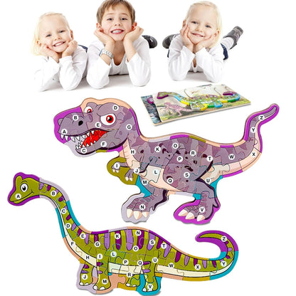 Holzpuzzle Dinosaurier 26 Teile Steckspiel 2-4 Jahre Bildungsspiel Tyrannosaurus