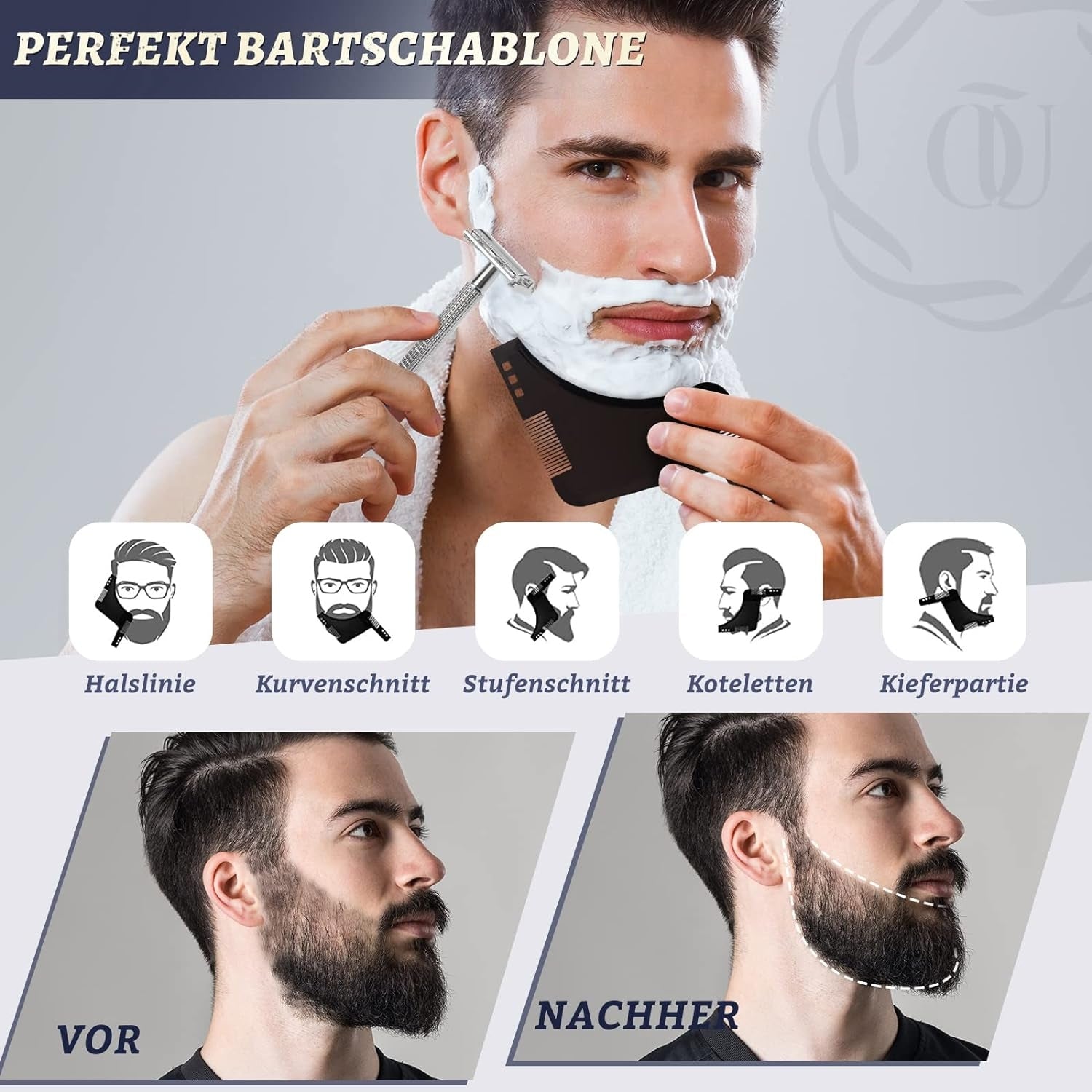 Bartpflege Rasierset für Männer Geschenkset Bartöl Rasiercreme Rasierhobel