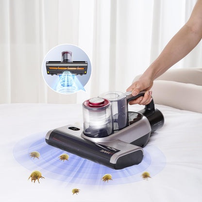 Jimmy BD7 Pro Milbensauger Kabellos Wiederaufladbar mit UV-C Licht, Ultraschall Sterilisation 2x Becher Für Allergiker Matratzen Bett Sofa HEPA Filter