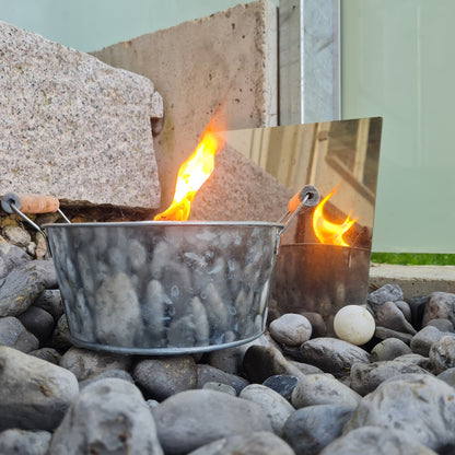 Schwabenfire Outdoorkerze mit Dauerdocht Kleine Zink-Schale mit Henkel 16,5cm