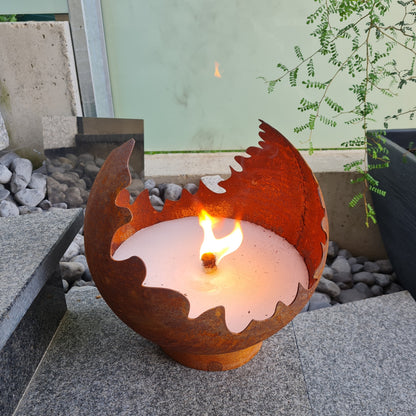 Schwabenfire Outdoorkerze Edelrost Feuerkugel Wiederverwendbar XXL Outdoor kerze