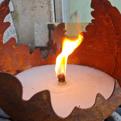 Schwabenfire Outdoorkerze Edelrost Feuerkugel Wiederverwendbar XXL Outdoor kerze