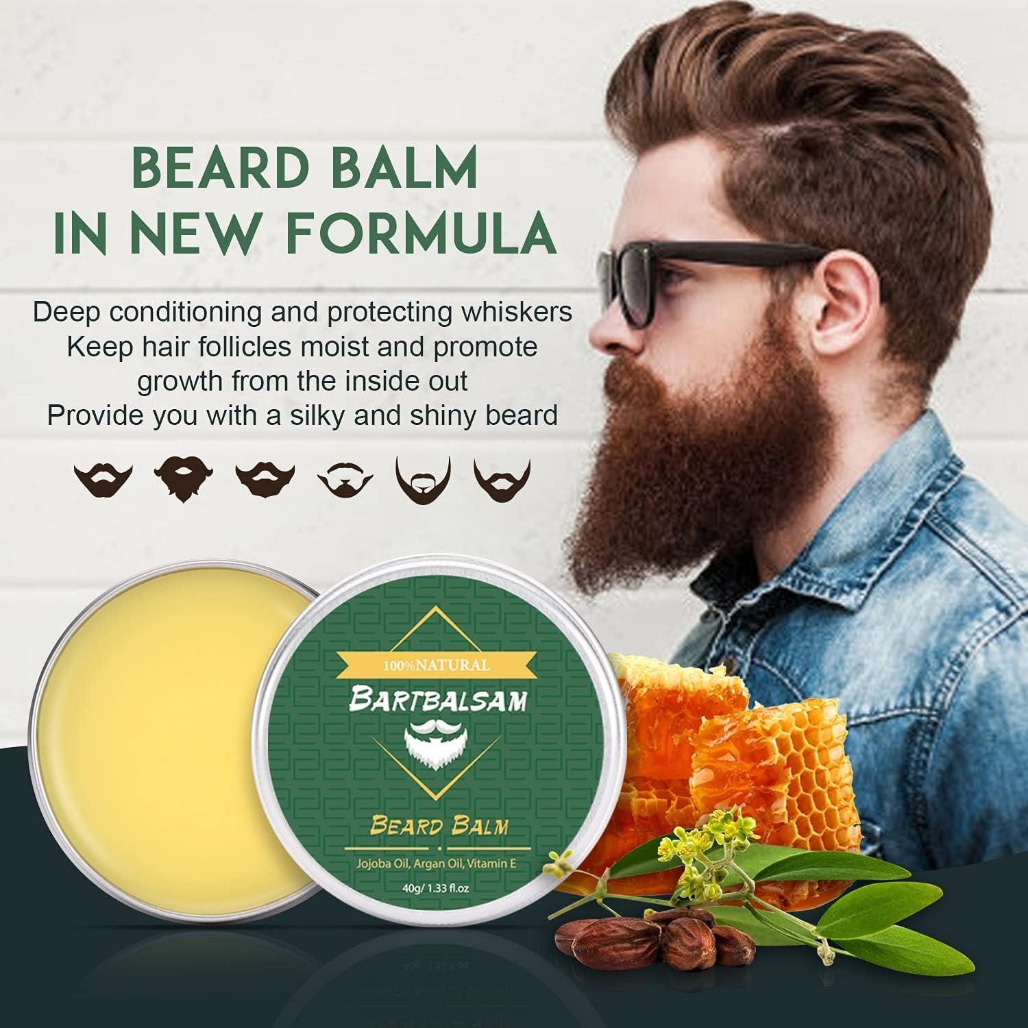 Bartpflege Set Geburtstagsgeschenk für Männer Komplettset mit Shampo Balsam Kamm
