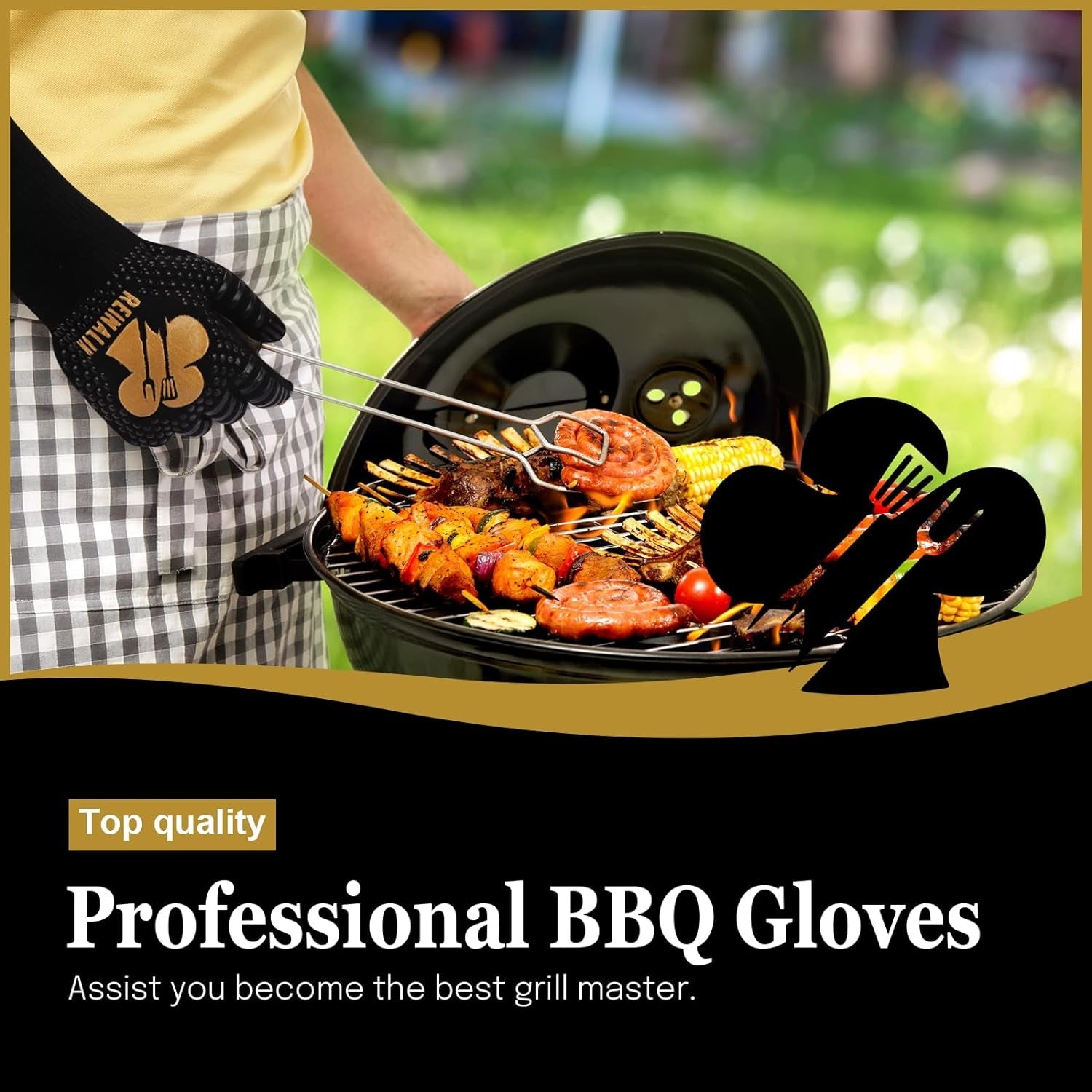 Feuerfeste Grillhandschuhe Hitzebeständig bis 800 Grad Grill Zubehör