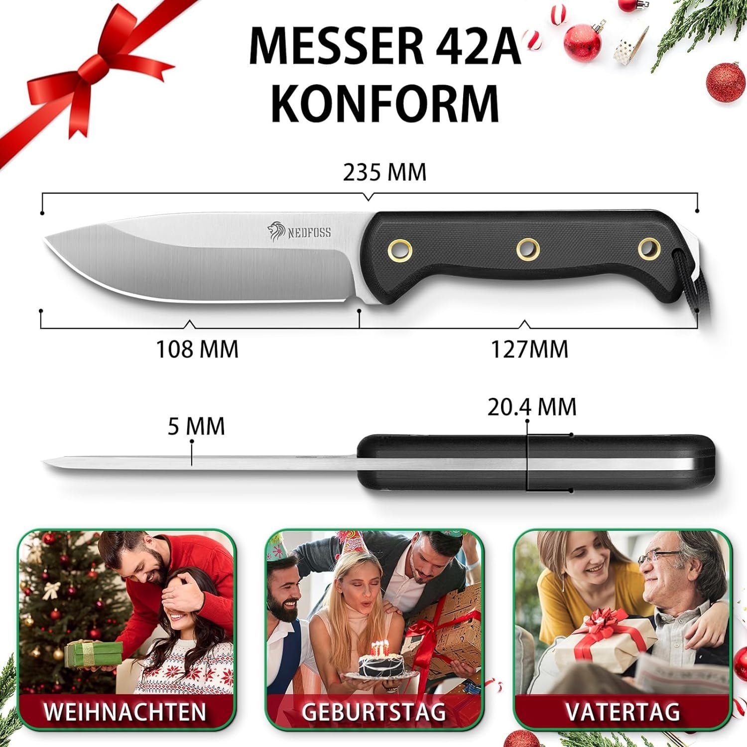 SEAL Outdoor Messer Taschenmesser Einhandmesser 11cm Full Tang Griff