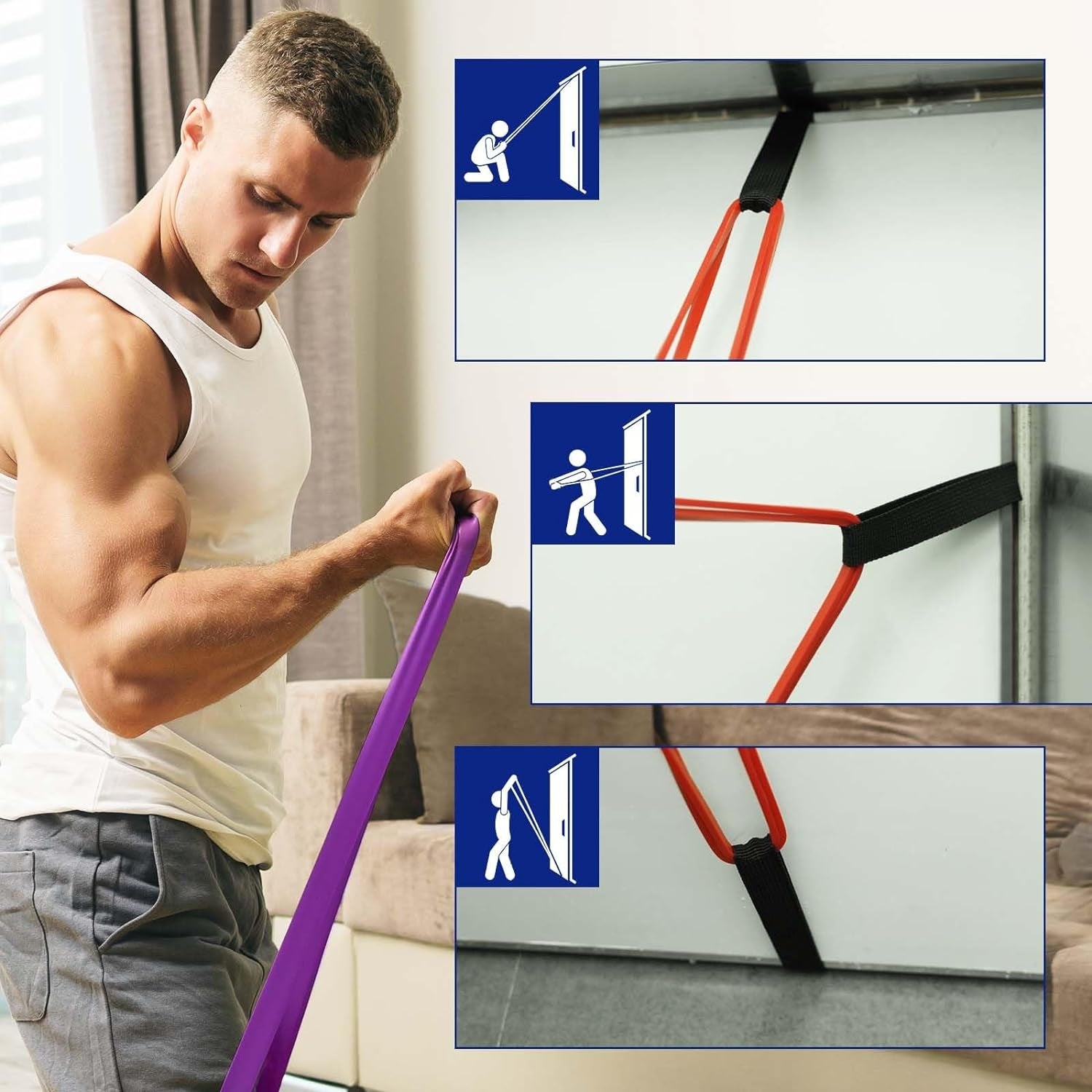 Fitnessbänder Widerstandsbänder Set 4 Stufen mit Türanker