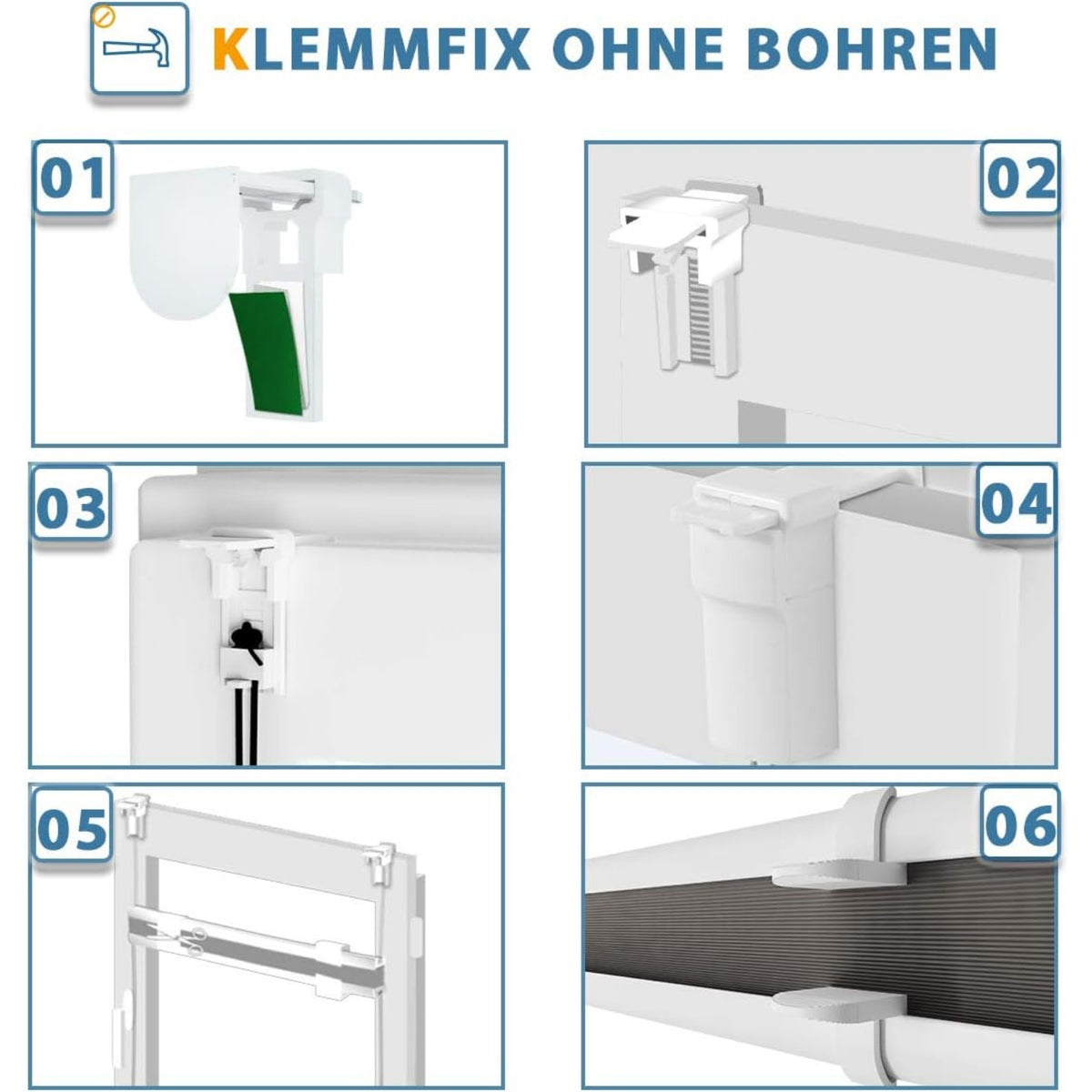 Plissee Klemmfix ohne Bohren Jalousien Fenster Rollos 110x120cm