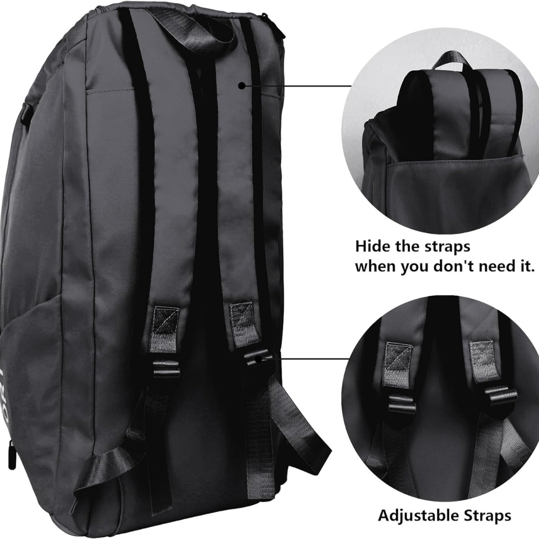 Wasserdichte Sporttasche 40L Rucksack Schuhfach Schwarz