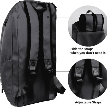 Wasserdichte Sporttasche 40L Rucksack Schuhfach Schwarz