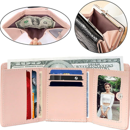 PU Geldbörse Damen Krokodildruck Schwarz Pink