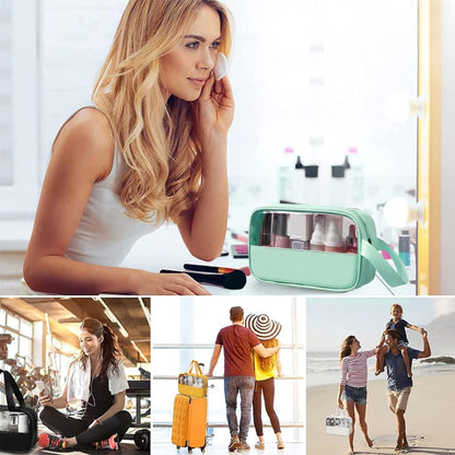 Transparente PVC Kosmetiktasche 3er Set Grün