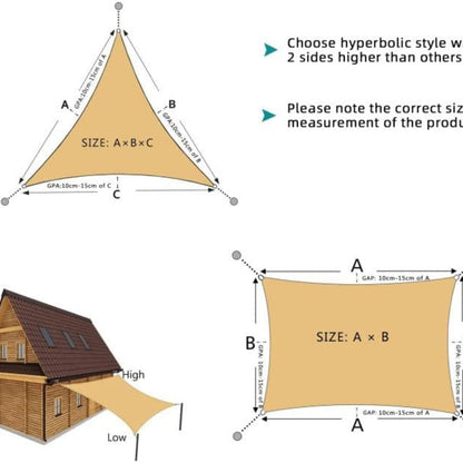 XL Sonnensegel Wasserdicht 3x4m Rechteckig Sonnenschutz UV Schutz