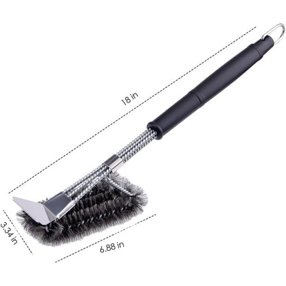 Grillbürste mit Schaber Edelstahl Langer Kunststoffgriff Grill Zubehör
