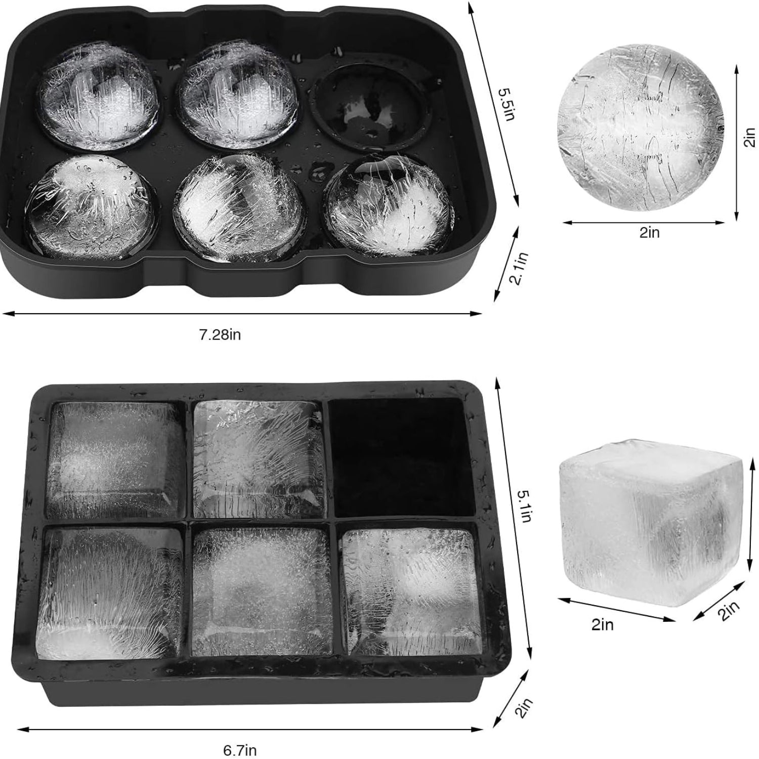 Silikon Eiswürfelform für Runde Eiswürfel und Viereckige Eiswürfel