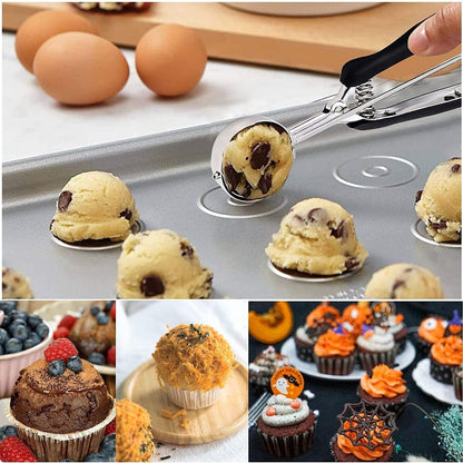 Edelstahl Eisportionierer Set 3 Größen Auslöser für Kekse Kuchen Melonenbällchen