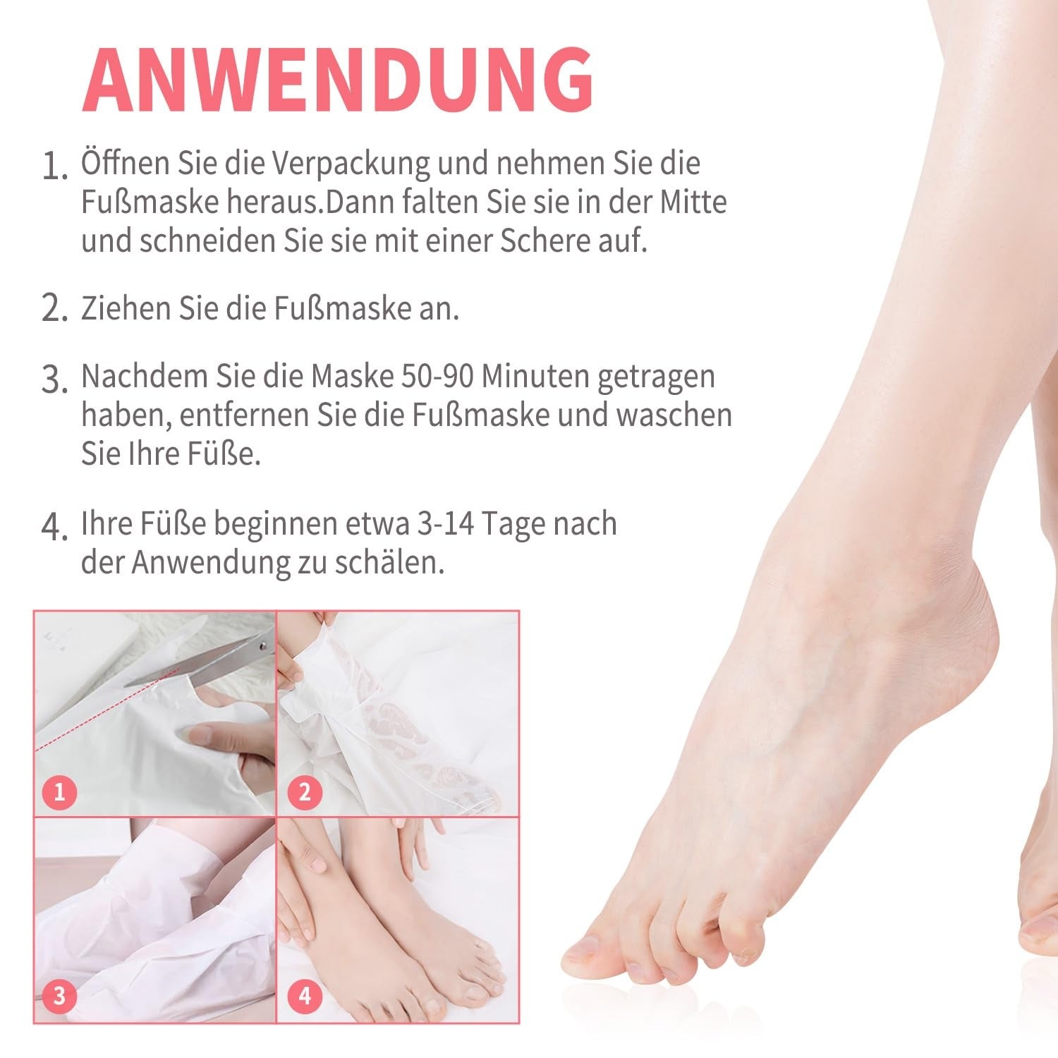3 Paar Fußmaske JVR Milchsäure Peeling Hornhautentfernung Feuchtigkeitsspendend