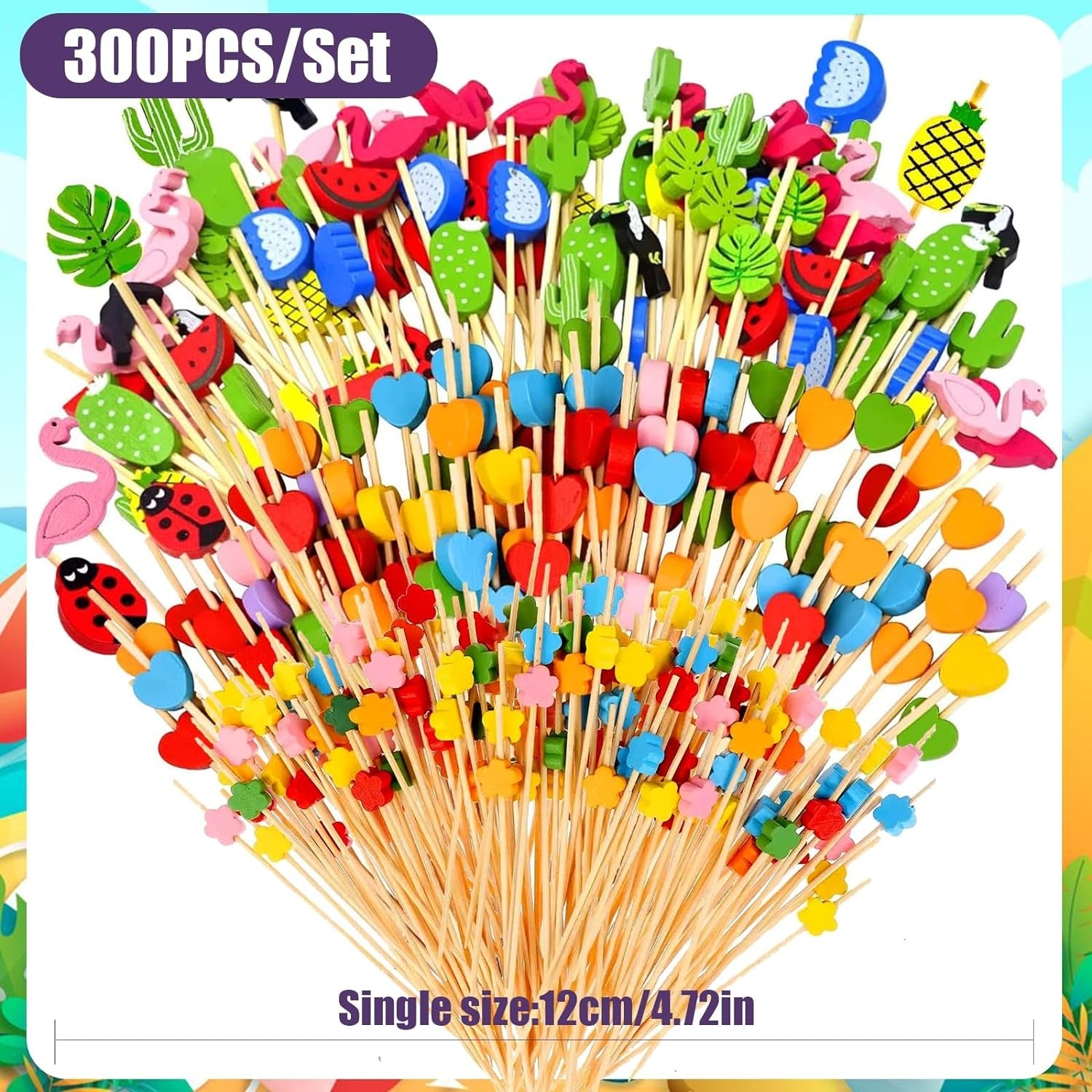 Cocktail Zubehör 300 Stück Cocktail Picks Holz Zahnstocher Bunt Herz