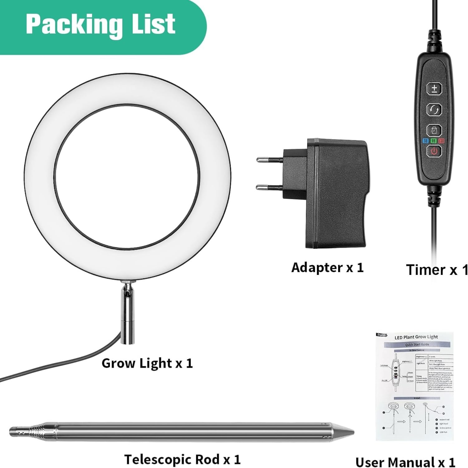 Pflanzenlampe LED Vollspektrum Grow Lampe 3 Modi Timer
