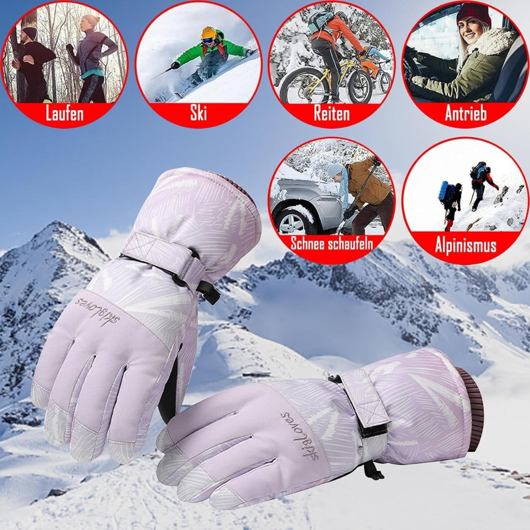 Lila Violett Damen Skihandschuhe Touchscreen Wasserdicht Winter Sporthandschuhe