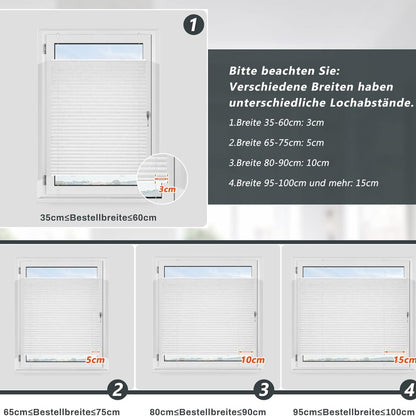 Plissee ohne Bohren Verdunkelung Rollos für Fenster Thermo 80x230cm