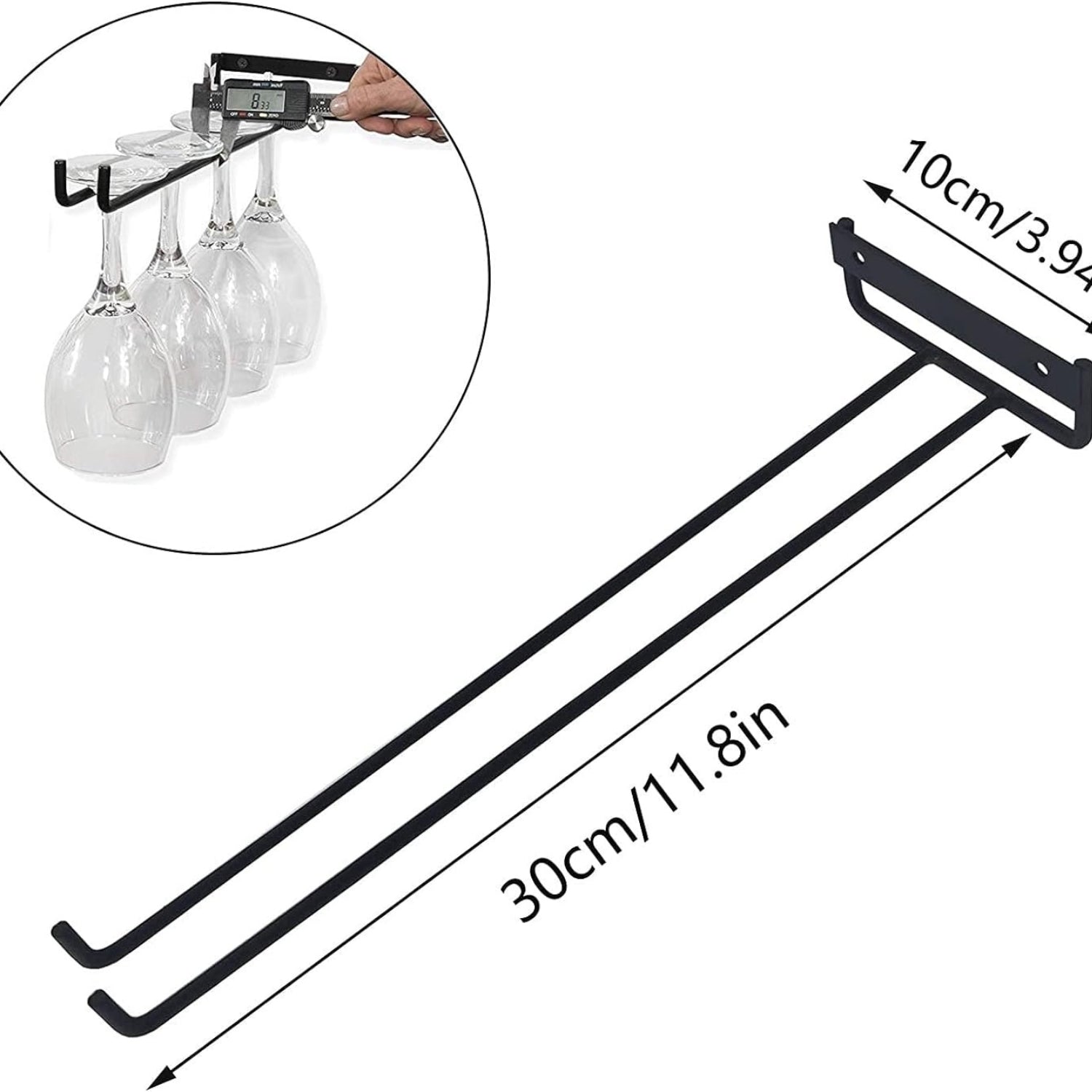 Weinglashalter 4er Bar Zubehör Unter Schrank Schwarz 30cm