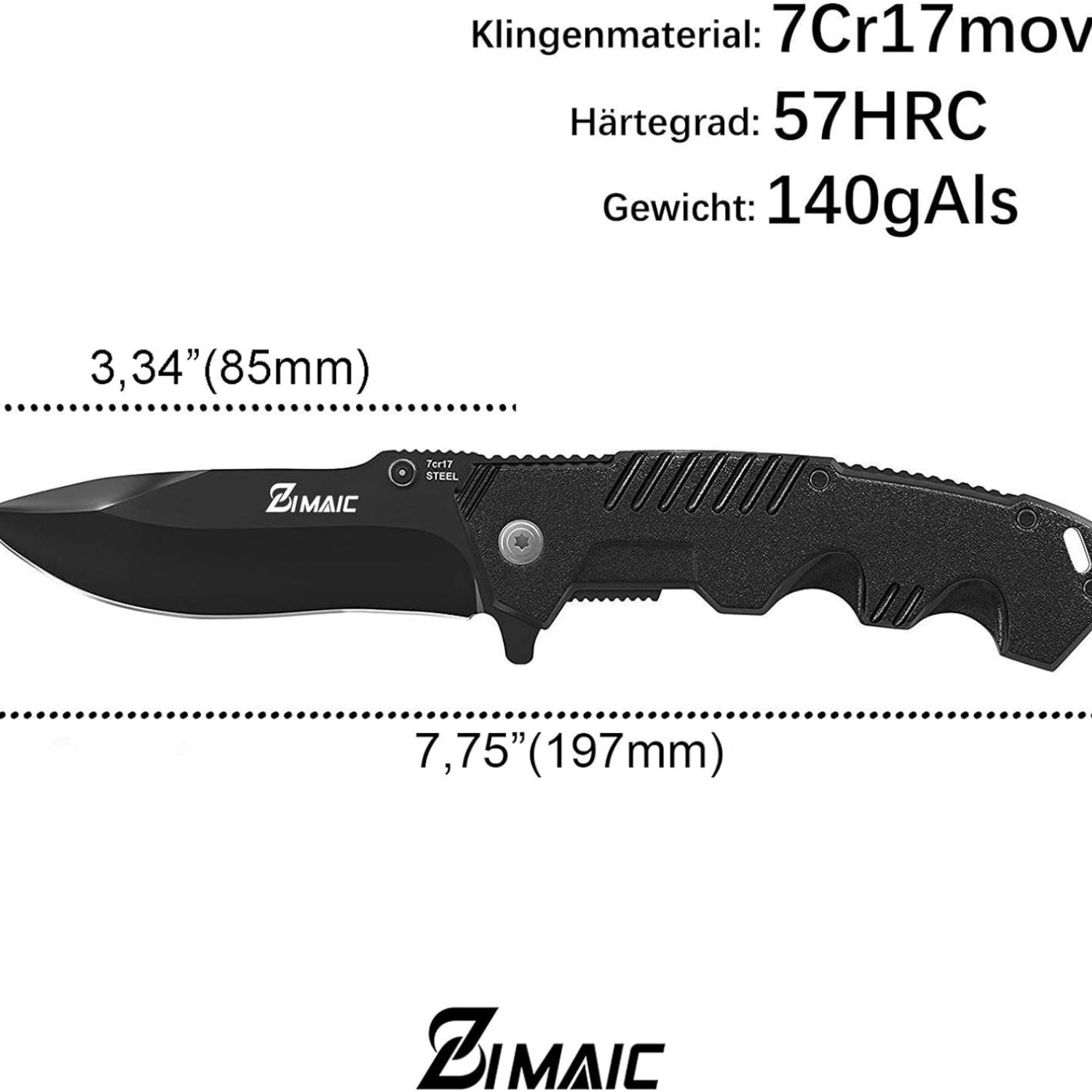 Klappmesser Scharfes Taschenmesser Einhandmesser Schwarz