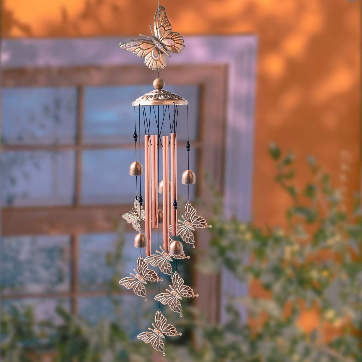 Handgefertigtes Schmetterling Windspiel Messingrohre Garten Terrasse Geschenk