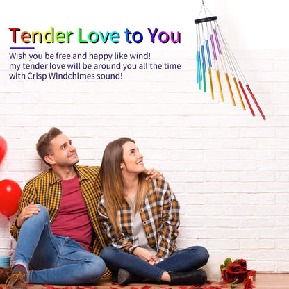 72cm Windspiele Regenbogenfarben Aluminium 14 Rohre für Draußen Garten mit Haken