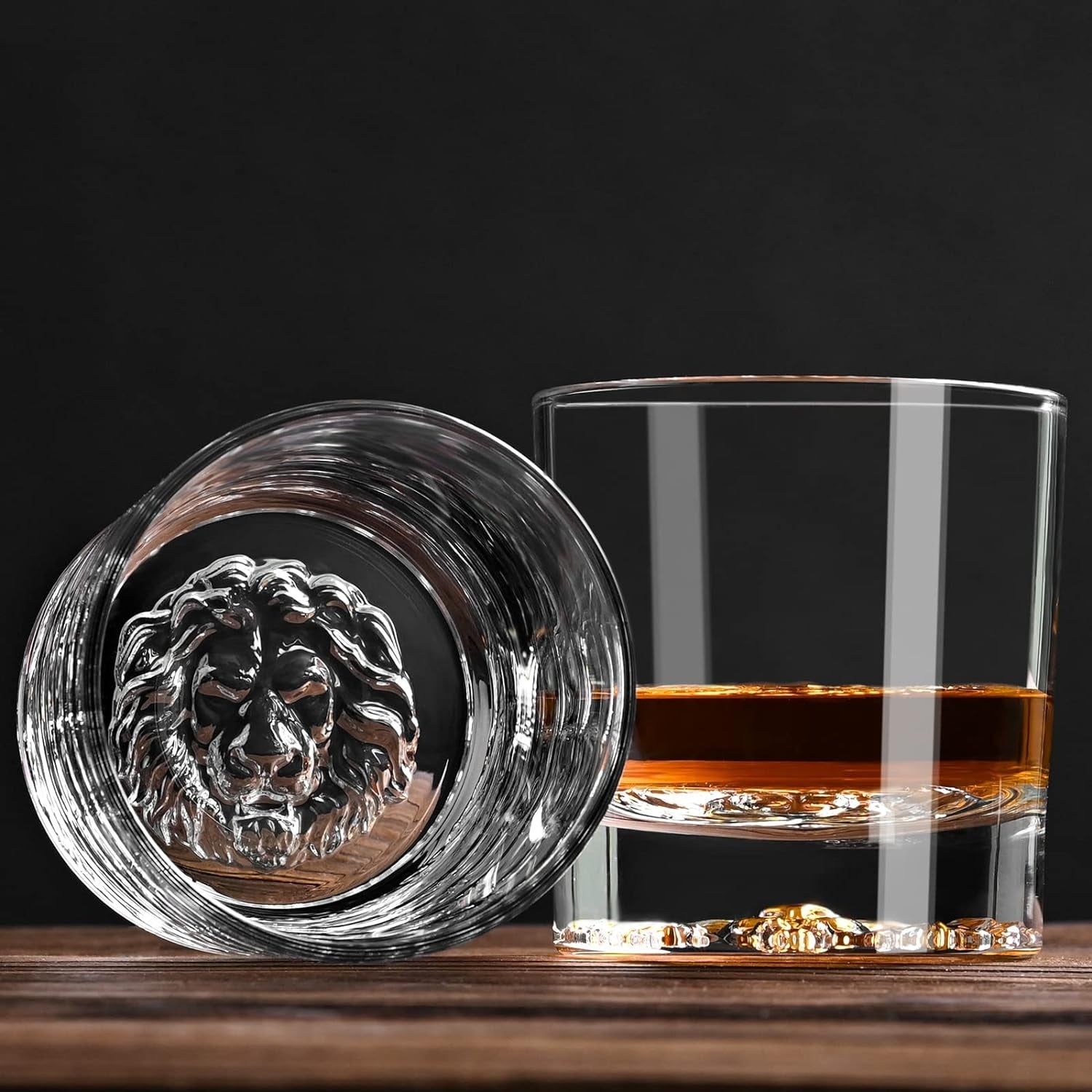 Whisky Gläser Rum Gläser mit Löwenmuster 300ml 2 Stück Kristallgläser