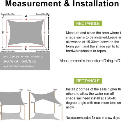 Günstiges Sonnensegel Wasserdicht 2x2m Grau Sonnenschutz