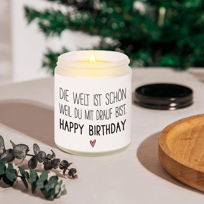 Geburtstagsgeschenke für Freundin Duftkerze mit Spruch 100% Sojawachs