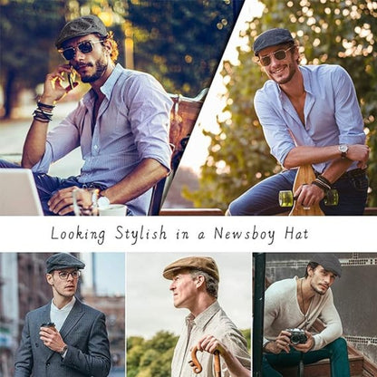 Schiebermütze Herren Sommer Grau Hut Flat Cap Verstellbar