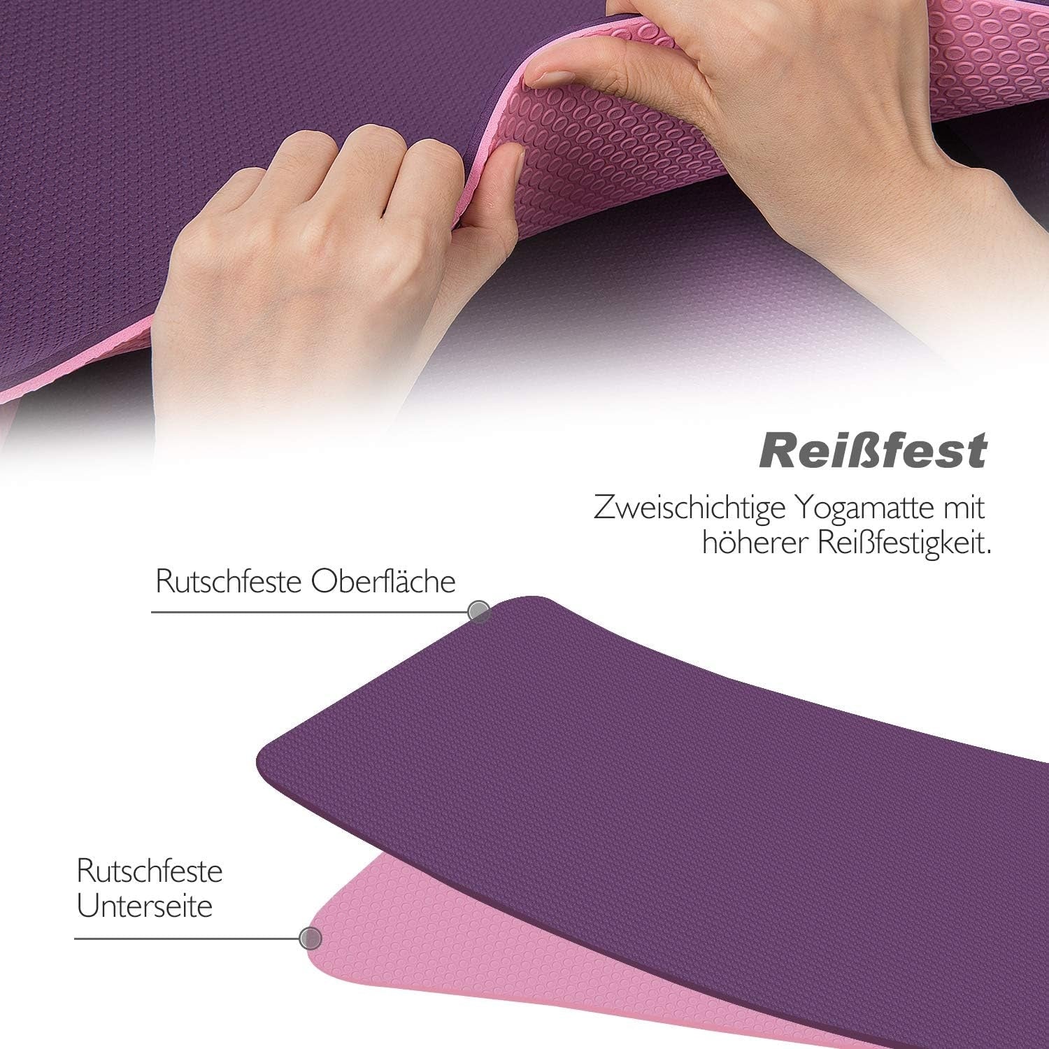 Gymnastikmatte Yoga matte Gepolstert Rutschfest für Fitness Tragegurt