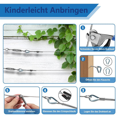 Wohnmobil Zubehör Kabelschloss Stahlseil 30m 3mm Drahtseil Seilspanner