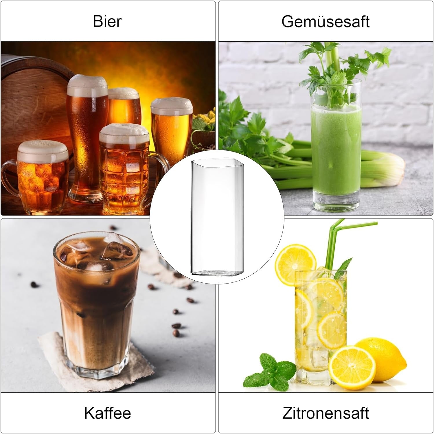 Viereckige Cocktailgläser 4 Stück 400ml Elegante Wassergläser Set