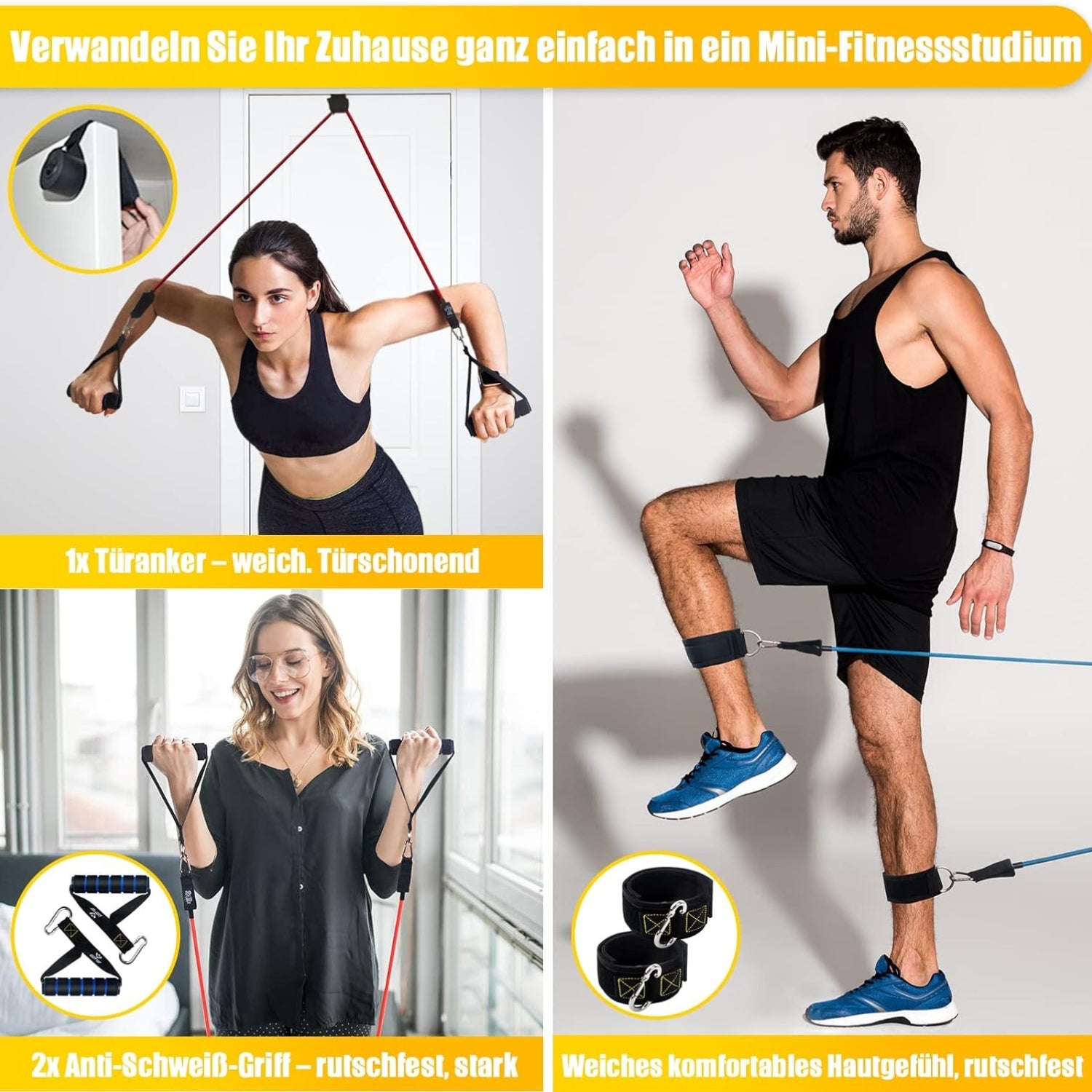 Resistance Bands Set 5 Widerstandsbänder mit Griff und Türanker
