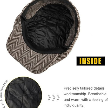 Schiebermütze Herren Sommer Braun Verstellbar Hut Tweed