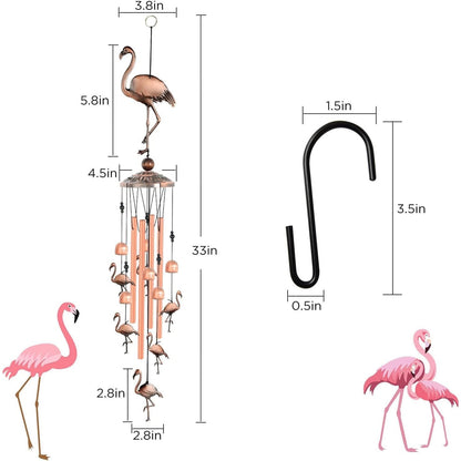 Handgefertigtes Flamingo Windspiel Messingrohre Garten Terrasse Geschenk