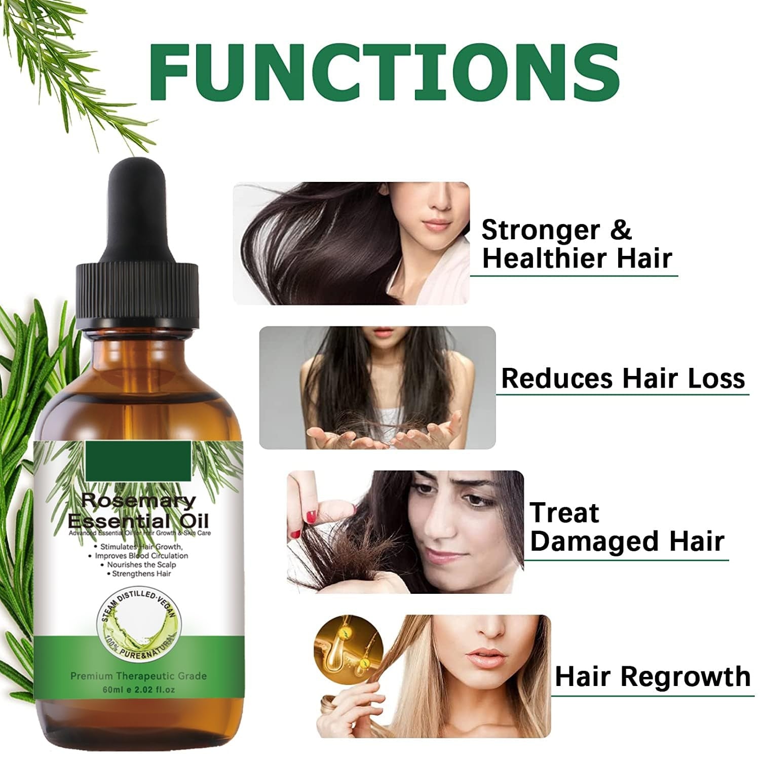 Ätherisches Rosmarinöl 60ml Haarwachstum Haare Augenbrauen Wimpern Stärkt Nährt