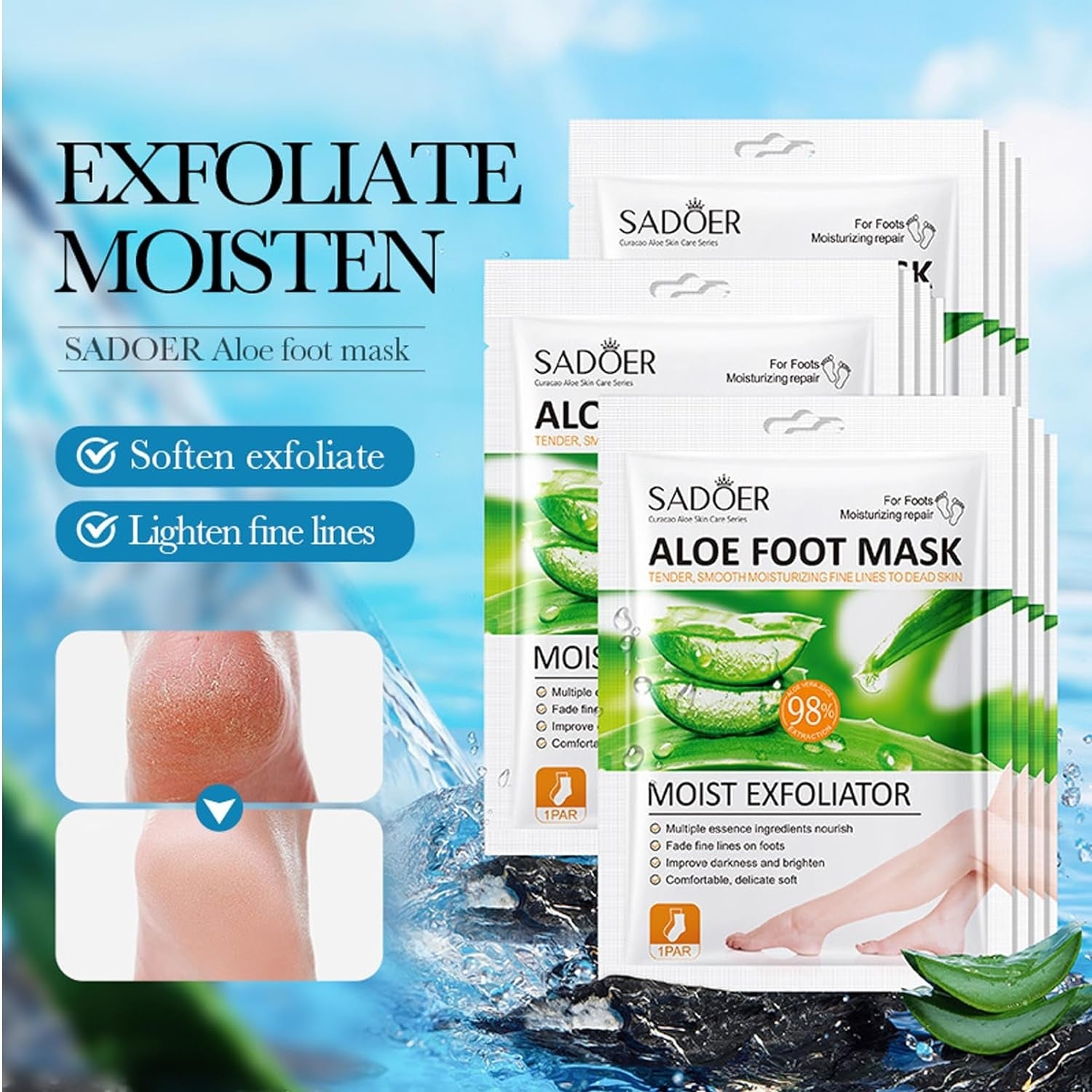 9-tlg Aloe Vera Hautpflege Geschenkset Peeling Gel Hand Fußmaske Feuchtigkeit