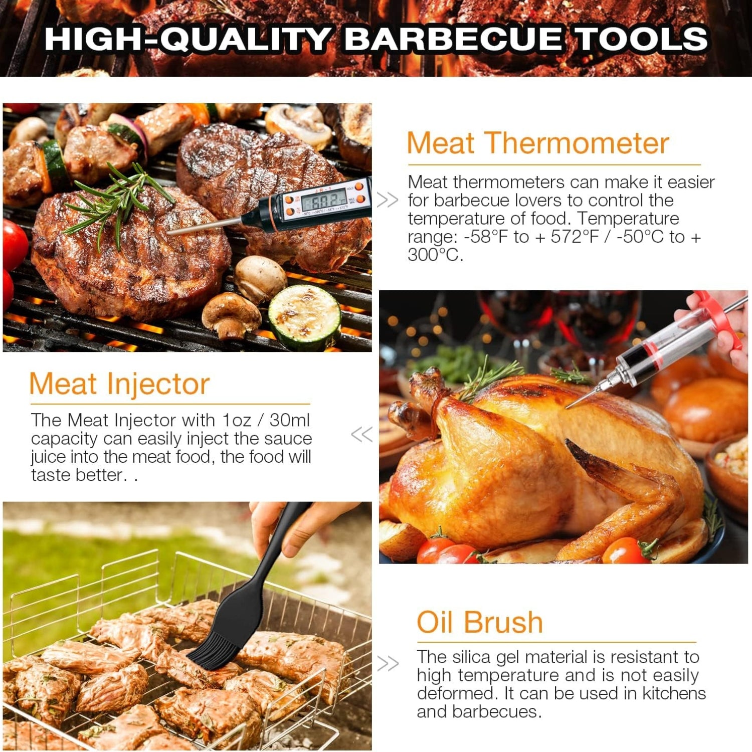 35 teiliges Grillbesteck Edelstahl Geschenke Set inklusive Koffer