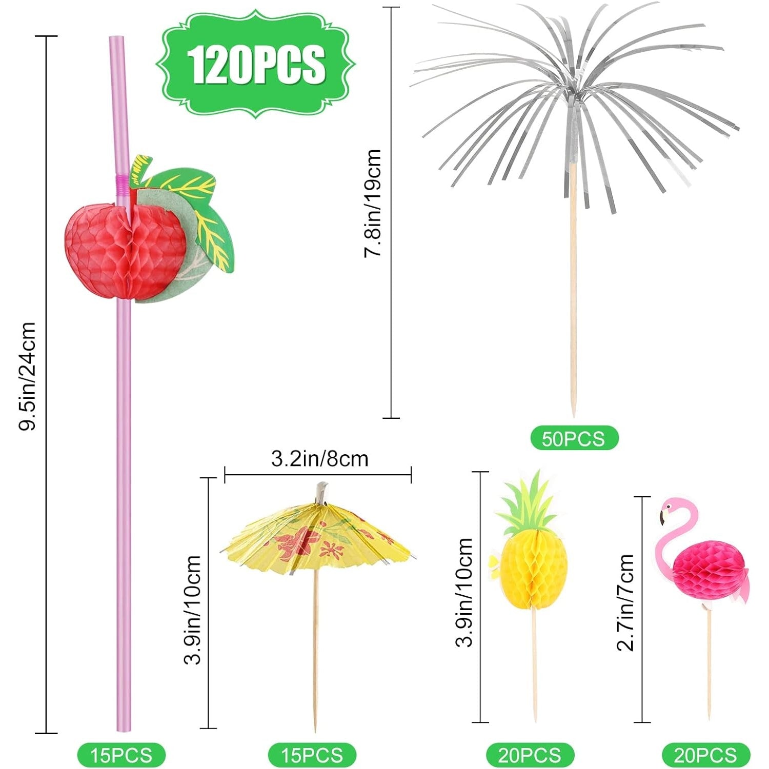 Cocktail Zubehör Set 120 Stück Cocktail Deko Schirmchen Strohhalme